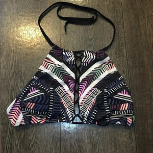 Victoria’s Secret PINK Boho Strappy Front High Neck Bikini Top Size Small